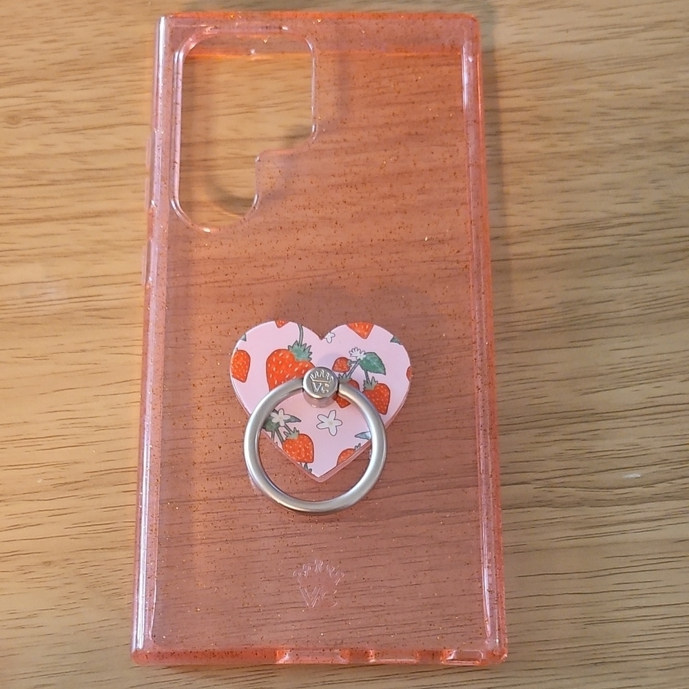 Transparent Orange Phone Case with Heart Ring Holder